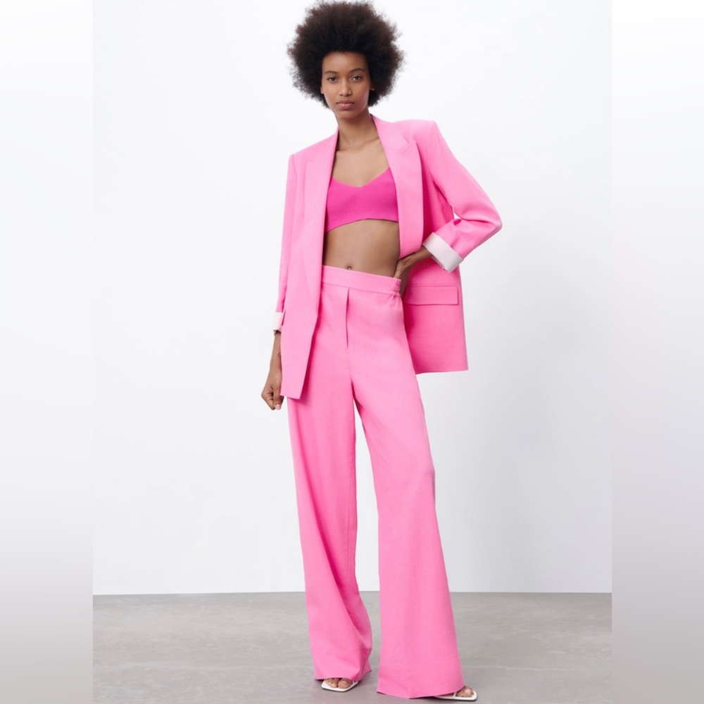 Zara 100% Linen Wide-leg Pants/ Trousers
